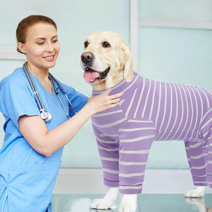 Kuoser Recovery Suit for Large Dogs After Surgery, Long Sleeve Dog Surgery Recovery Suit, Dog Onesie for Abdominal Wounds Skin Disease, Purple XL