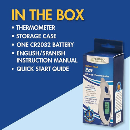 Veridian Tympanic Ear Thermometer Digital Display 09-340 1 Each