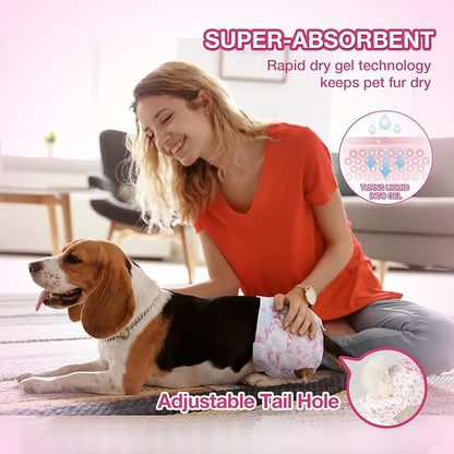 Dono Disposable Dog Diapers Female, Super Absorbent Doggie Diaper, Rapid-Dry Gel Technology Puppy Diapers, Leak-Proof Fit for Doggy Cat in Heat, Excitable Urination, Incontinence, Large