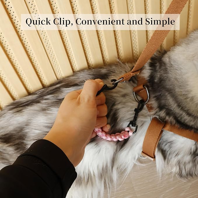 2 PCS Dog Collar Safety Clips, Backup Clip Connector, Prong Collar, Dual Clasps Rotating Buckle for Small and Medium Dogs (Pink+Black)