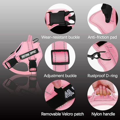 voopet Service Dog Harness, Emotional Support Pet Vest Harness, Reflective Breathable and Adjustable No-Pull ESA Dog Harness for Small Medium Large Dogs (with 4 PCS Removeable Tags)