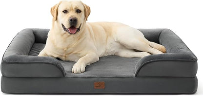 Bedsure Jumbo Orthopedic Dog Bed for Extra Large Dogs - Washable XLarge Dog Cat Bed Waterproof, Comfort Dogs Couch Sofa with Washable Removable Cover, Pet Bed with Nonskid Bottom, Dark Grey, 45"