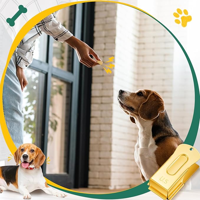 2 Pieces Brass Pet Training Clicker Signaling Cricket Clicker Metal Dog Clicker for Puppy Cats Trainer Pet Owners(Gold)