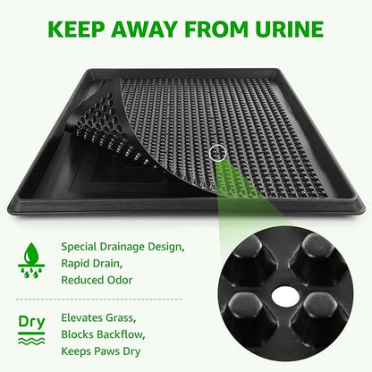 Portable Dog Grass Pad with Tray 20''x30'': Dog Litter Box with Artificial Grass Patch Bathroom Mat & Washable Pee Pad for Puppy Potty Training, Pet Loo Indoor Outdoor Use for Patio Balcony Apartment