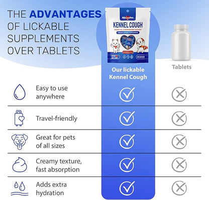 Kennel Cough Medicine for Dogs & Cats to Help with Sneezing, Allergies, Runny Nose – Squeezable and Lickable Dog Cough Medicine to Aid with Easy Breathing – Travel-Friendly 10-Sticks Pack 5 g Each
