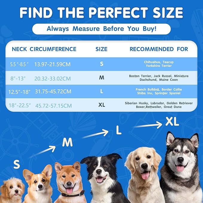 Soft Dog Cone Alternative - Adjustable Recovery Collar for Post-Surgery, Neck Donut E-Collar for Small Medium Large Dogs, Comfy Elizabethan Substitute