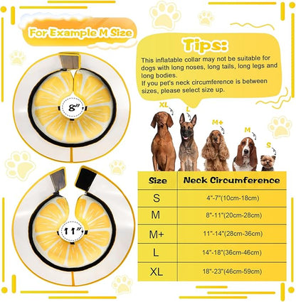 CNEO Inflatable Dog Cone Collar with Detachable Enhanced Anti-Licking Shield, Soft Neck Donut Collar for Dogs After Surgery, Adjustable Dog Cone Alternative for Large Medium Small Dogs & Cats