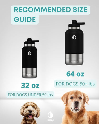 32 oz. Portable Dog Water Bottle and Bowl for Walking, Hiking and Travel