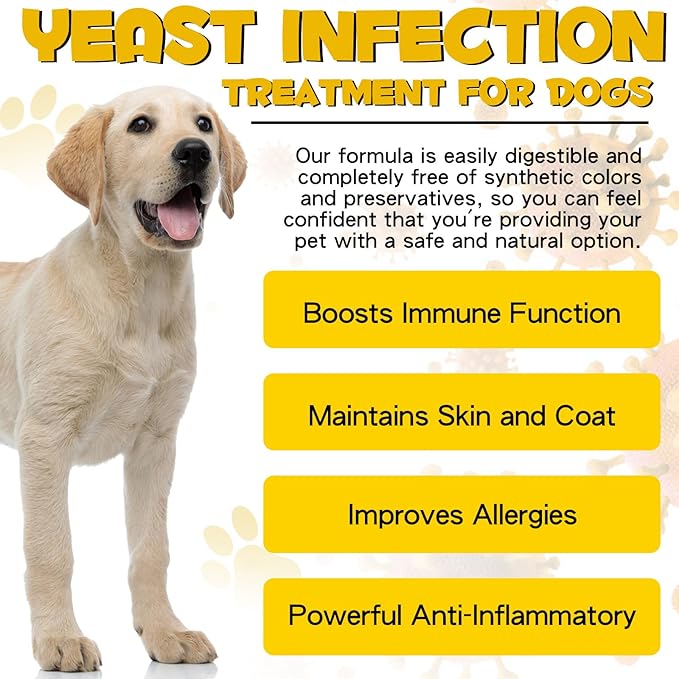 Yeast Infection Treatment for Dogs, Natural Dog Yeast Infection Treatment Supports Itch Relief, Ear Infection, Allergy Relief, Pet Supplies Dog Herbal Supplement, Bacon Flavor-2PCS