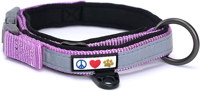 Pawtitas Lumberjack Padded Martingale Collar for Dogs | Soft Neoprene Dog Collar for Your pet's Comfort Made with Reflective Band for Maximum Visibility | Fits Small and Large Pets - Medium Orchid