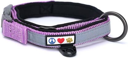 Pawtitas Lumberjack Padded Martingale Collar for Dogs | Soft Neoprene Dog Collar for Your pet's Comfort Made with Reflective Band for Maximum Visibility | Fits Small and Large Pets - Medium Orchid