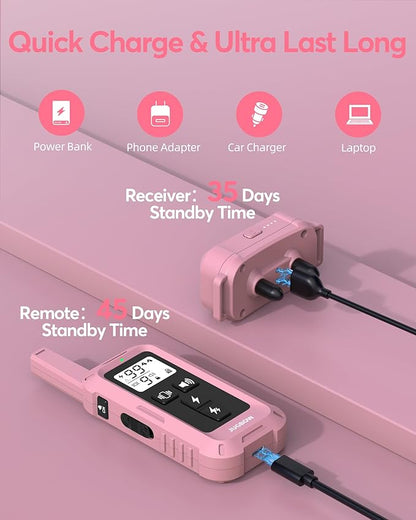Jugbow Dog Shock Collar - 4200FT Dog Training Collar with Remote, IPX7 Waterproof Electric Collar with 4 Training Modes, Security Lock, Rechargeable e-Collar for Dogs 10-120lbs(Pink)