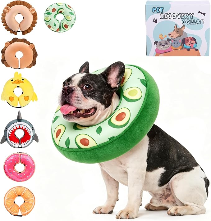 KOOLTAIL Inflatable Dog Cone Collar, Soft Donut E Collar for Dogs After Surgery to Stop Licking Enhanced Alternative, Blow Up Pet Neck Pillow Recovery Adjustable Cone for Dog Cat，Avocado M