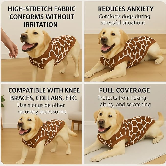 PetWarm Dog Recovery Suit, Surgical Suit for Dogs, Dog Onesie After Surgery for Comfort and Coverage, Full Body Suit for Spay Neuter Use, Irritation-Free Design, Leopard Pattern, Brown, 2XL
