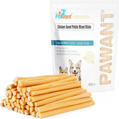 Soft Dog Treats Chicken Sweet Potato Sticks Puppy Easy to Digest Training Snacks Mixed Chicken Sweet Potato Sticks 1 Pound (Pack of 1)