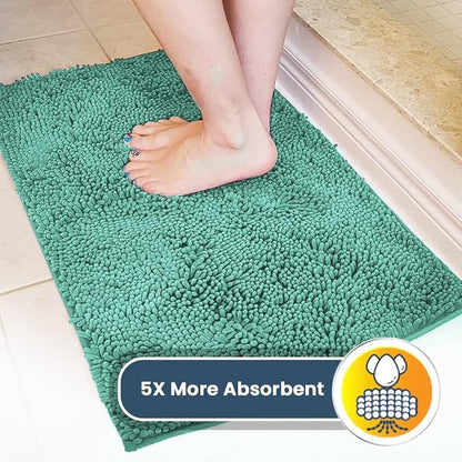 Muddy Mat® | Super Absorbent Door Mat Indoor, Microfiber Quick Dry Chenille Entryway Rug, Non-Slip Front Door Mat, Indoor Mats for Entryway, Machine Washable Pet Rug, Seafoam Green 24" x 96"