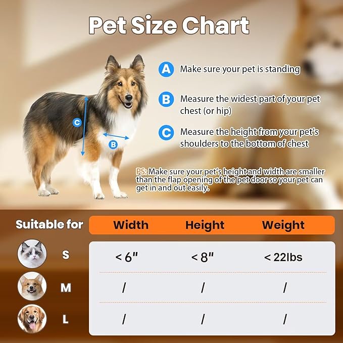 Cat Door for Wall, Small Pet Door, Heavy Duty Doggy Door, All Aluminum Frame, 2 Magnetic Flaps, Energy Efficient, Telescoping Tunnel, Sliding Lock Panel, Easy to Install (Pets Up to 22 LB)