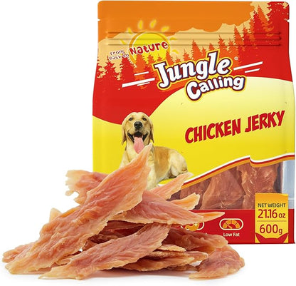 Jungle Calling 1.33lb Jerky Dog Treats Made with Real Chicken Breast, Natural High Protein Healthy Snacks for Medium/Large Breed Dogs,Slow Roasted Chewy Training Treat