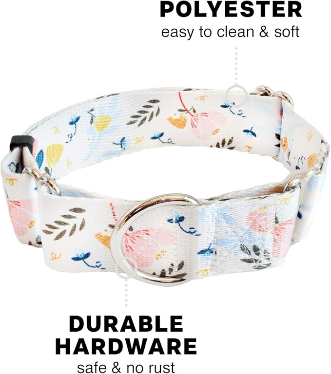 Downtown Pet Supply - Martingale Collar for Dogs - Dog Training Collar - Big, Wide & Thick Dog Collar - Escape-Proof, Weatherproof, Durable and Comfortable - Floral - Small Dog Collar