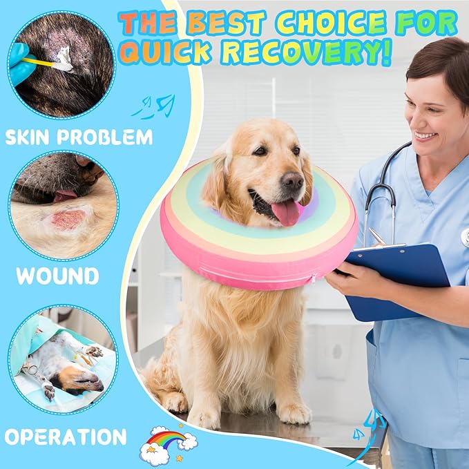 Inflatable Dog Cone Collar Alternative After Surgery, Soft Donut Neck Cone for Golden & German Shepherd Extra Large Dogs, etc, Comfortable Protective E Collar Recovery Cone Not Block Vision