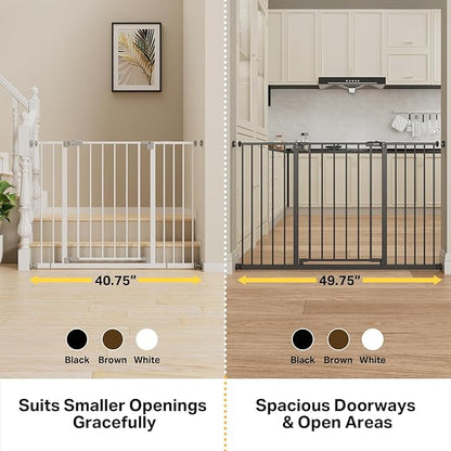 InnoTruth 29.5–40.75" Baby Gate for Stairs, 28" Tall Dog Gates for Doorways & Hallways, Safety Gate for Kids & Pets, Pressure-Mounted Walk-Through with Dual Lock & 2-Way Swing, Black