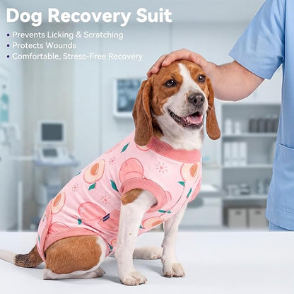 cyeollo Dog Surgery Recovery Suit, Soft Dog Onesie, E-Collar & Cone Alternative, Spay Neuter Suit for Male Female Dogs, Anti-Licking Wound Surgical Clothes, Comfy Body Suit for Small Dogs, Peach S