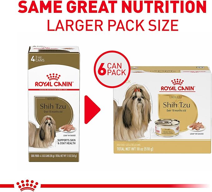 Royal Canin Breed Health Nutrition Shih Tzu Adult Loaf in Sauce Dog Food, 3 oz (Pack of 6)