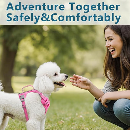 BARKBAY Dog Harness No Pull with ID Tag Pocket - Heavy Duty, Reflective, Easy Control for Large Dogs(Pink,S)