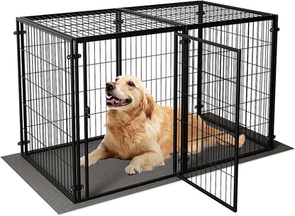 XPIY Large Dog Crate – 47 Inch Metal Kennel for Medium and Small Dogs, Safe Indoor & Outdoor XL Big Puppy Cage, Pet Playpen Yard, Dog Fence Playpen Easy Assembly (Black, 47 Inch)