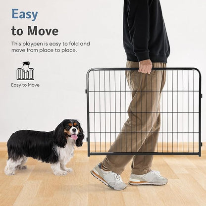 DUMOS Dog Playpen Indoor, Metal 24 Inch 12 Panels Foldable Pet Fence with Door, Outdoor Small Medium Large Dog Puppy Portable Exercise Play Pen for RV Camping, Trips, Play Yard