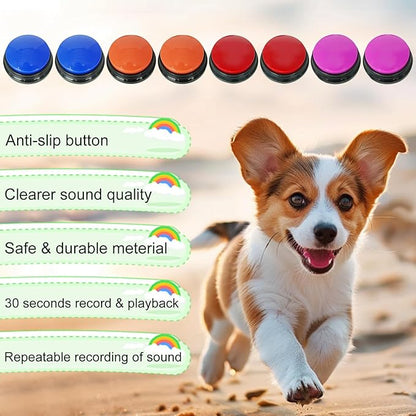 Gelabur Set of 8 Dog Buttons for Communication, Voice Recordable Buttons for Classroom, Dog Training Talking Buttons Starter Set, Pet Easy Speaking Buttons Tools
