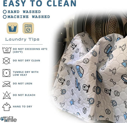 Washable Pee Pads for Dogs, 2 Pack Reusable Puppy Pads, Absorbent Whelping With Bone Print, Non-Slip Waterproof Pet Training for Couch, Crate, Potty Training - 36x41in