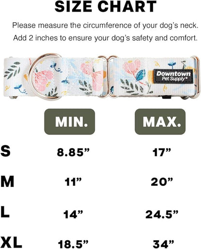 Downtown Pet Supply - Martingale Collar for Dogs - Dog Training Collar - Big, Wide & Thick Dog Collar - Escape-Proof, Weatherproof, Durable and Comfortable - Floral - Medium Dog Collar