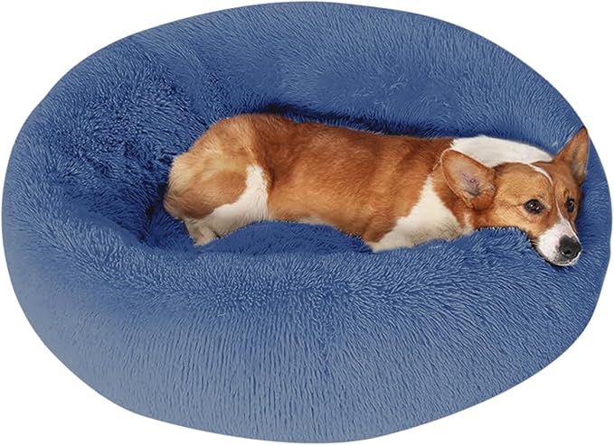 JOLLYVOGUE Dog Beds Large Sized Dog, 36 inches Calming Soft Anti-Anxiety Donut Dogs Bed, Washable Round Fluffy Cushion for Large Pets, Fits up to 80 lbs Pets