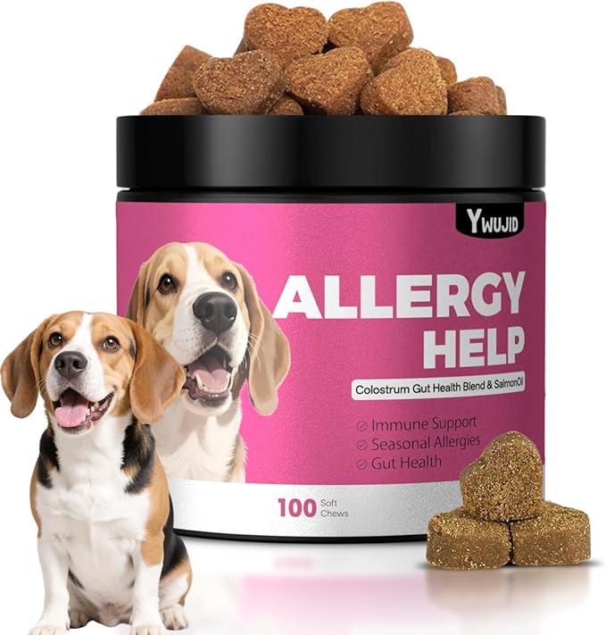 Dog Allergy Itch Relief Chews–Probiotics for Dogs Seasonal Allergies,Itchy Skin & Ears,Immune Support,Omega 3,Fish Oil,Gut & Digestive Health,Dry Skin,Hot Spots,Paw Licking for All Breeds & Ages Dogs