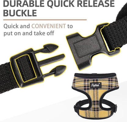 PUPTECK Soft Mesh Dog Harness and Leash Set Pet Puppy Cat Comfort Padded Vest No Pull Harnesses, Yellow, XS