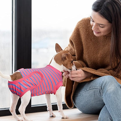 Dog Surgery Recovery Suit, Recovery Shirt for Male Female Dog Cats, Cone E-Collar Alternative Abdominal Wounds Spay Bandages Onesie, Anti-Licking Pet Surgical Recovery Suit,Pink XX-Lrage