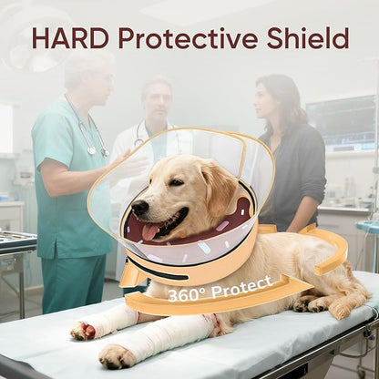 Supet Raised Inflatable Dog Cone After Surgery - Adjustable Recovery Donut Collar with Removable Shield to Stop Licking Wounds & Protect Stitches - Soft Dog Cone Alternative for Small Dogs (Brown,S)
