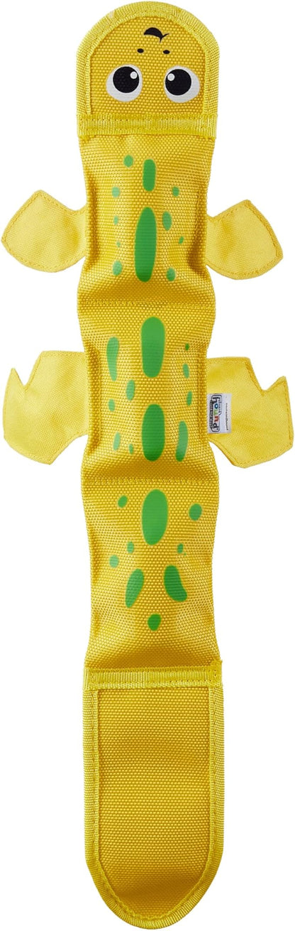 Outward Hound Fire Biterz Yellow Lizard Plush Firehose Material Interactive Dog Toy, Large