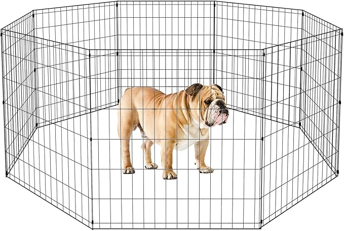 BestPet | Foldable Dog Playpen | 30 Inch, 8 Panels | Metal Pet Exercise Pen | Indoor Outdoor Portable Dog Fence with Door | Removable, Rust-Resistant Secure Pet Kennel | Easy to Assemble