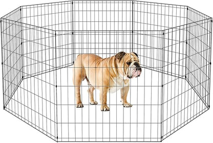 BestPet | Foldable Dog Playpen | 30 Inch, 8 Panels | Metal Pet Exercise Pen | Indoor Outdoor Portable Dog Fence with Door | Removable, Rust-Resistant Secure Pet Kennel | Easy to Assemble