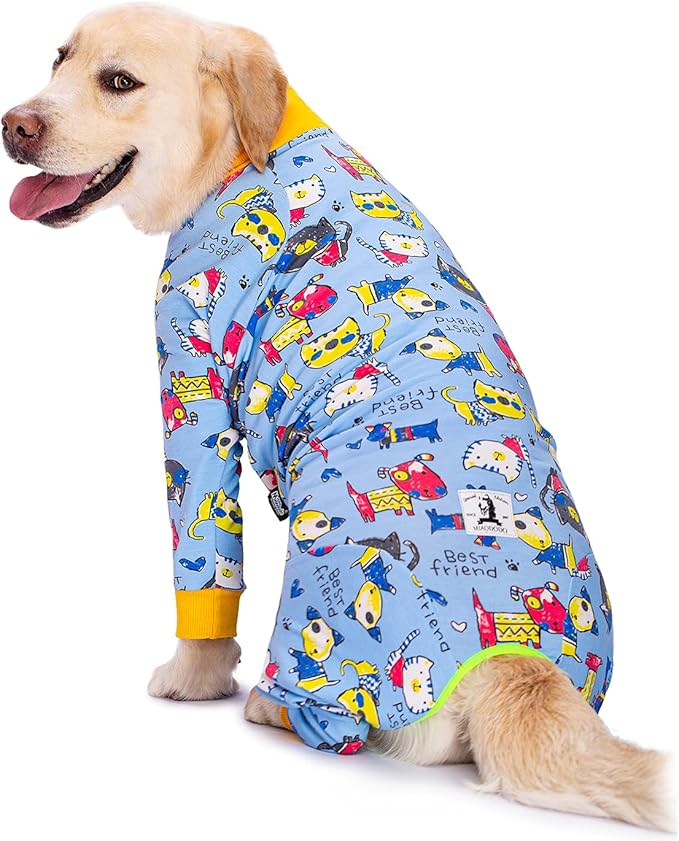 Blue Cartoon Dog Recovery Suit for Dogs After Surgery Anti Shedding Suit,Large Dog Bodysuit After Surgery Wear,for Female Male Abdominal Wounds Spay or Skin Diseases