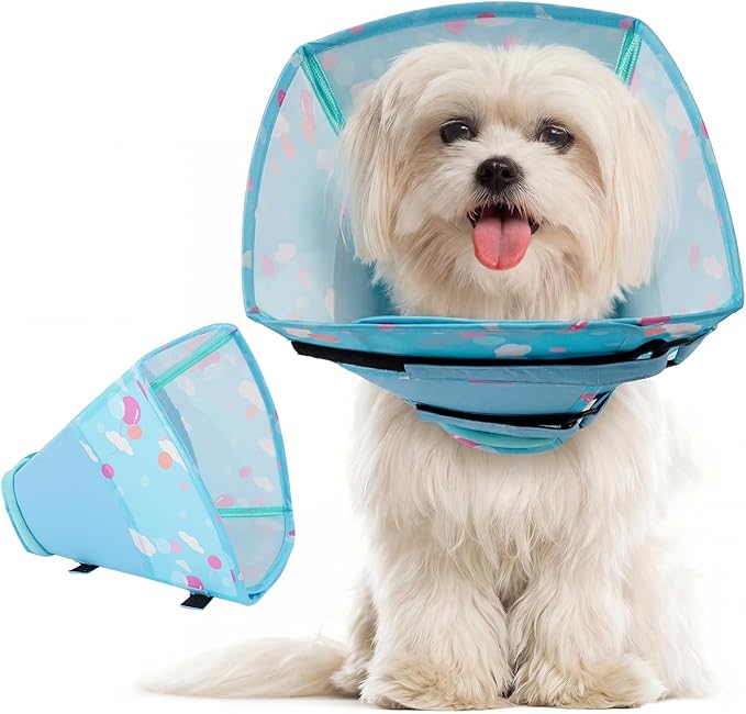 Allroaring Dog Cone, Soft Dog Cone Collar to Stop Licking, Adjustable Cones for Small Dogs, Comfy Pet Recovery Collars & Cones Alternative for After Surgery Wound Healing, Blue S