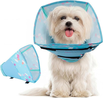 Allroaring Dog Cone, Soft Dog Cone Collar to Stop Licking, Adjustable Cones for Small Dogs, Comfy Pet Recovery Collars & Cones Alternative for After Surgery Wound Healing, Blue S