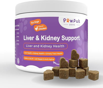 Liver & Kidney Vitamins Supplements for Dogs, SAM-E & Silymarin - Liver Function, NMN & CoQ10 - Anti-Aging, Rehmannia & Rhubarb - Natural Herbal Kidney Support, Cranberry - UT Health