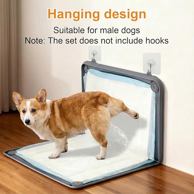 Nuanchu Pee Pad Tray Holder for Dogs, 23 x 23 Inch Silicone Dog Puppy Pad Holder with Four Fixed Points Stable Grip, Raised Edges, Quick-Wipe Dog Potty Tray for Indoor Flooring Protection