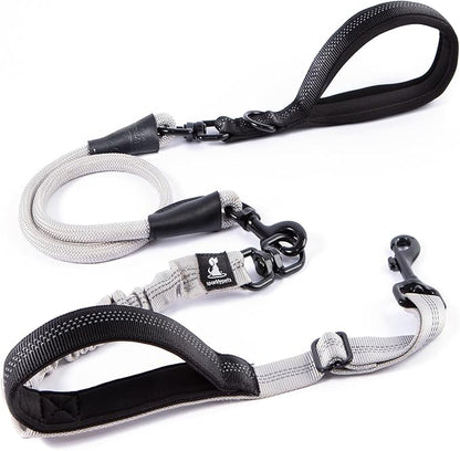 SparklyPets - Heavy Duty Bungee Rope Leash for Large and Medium Dogs - No Pull, Shock Absorber Long Dog Training Lead - No Slip Reflective Line for Outside (5.5 Ft Bungee Leash)