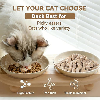 Freeze Dried Cat Treats, Single Ingredient Duck Bites Snacks for Cats & Dogs, Grain-Free High Protein Healthy Training Treats & Food Topper for Cats & Dogs, 4 oz