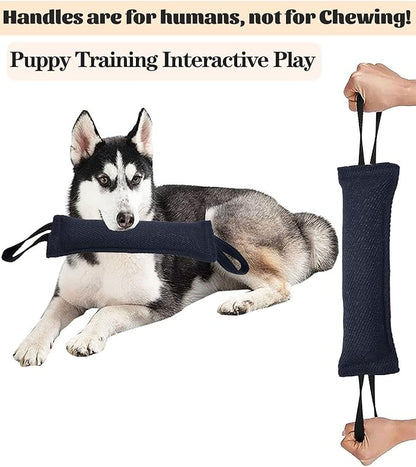 Clysoru Dog Tug Toy Double Pack Tough Jute Bite Pillow Training Equipment Puppy to Large Dogs Interactive