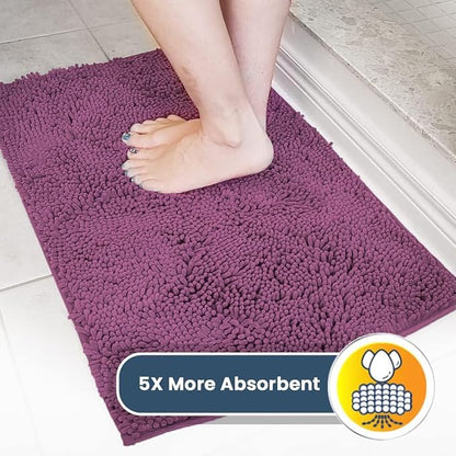 Muddy Mat® | Super Absorbent Door Mat Indoor, Microfiber Quick Dry Chenille Entryway Rug, Non-Slip Front Door Mat, Indoor Mats for Entryway, Machine Washable Pet Rug, Dark Purple 24"x35"
